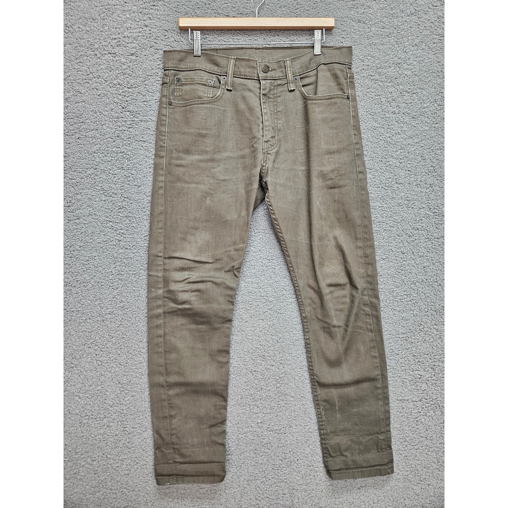 Levi's 512 Slim Taper Jeans 33x30 Olive Green Coated Waxed Denim Moto Streetwear